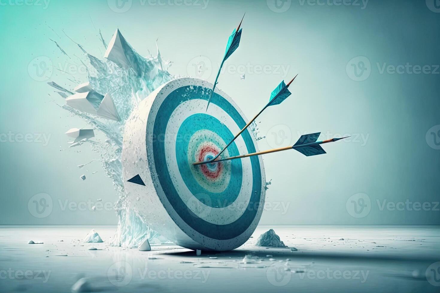 frozen arrow hitting the center of target illustration photo