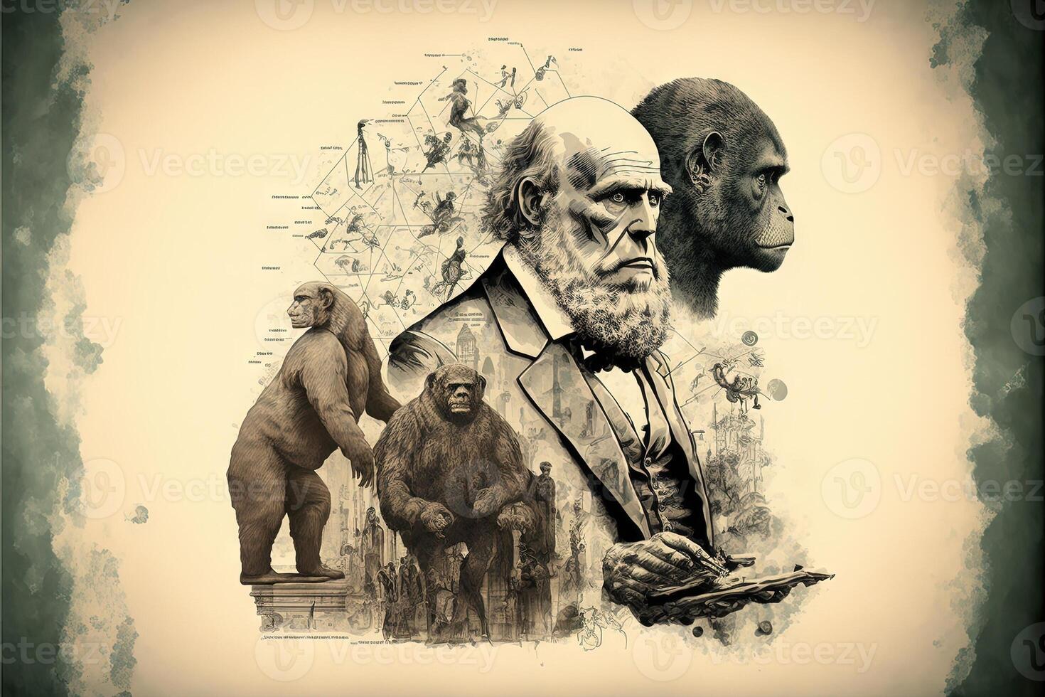 World Darwin Day representing the evolotuion theory illustration photo