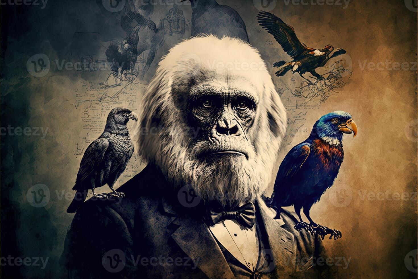 World Darwin Day representing the evolotuion theory illustration photo