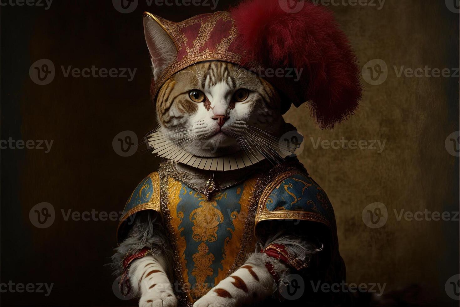 arlecchino italiano disfraz arlequín gato ilustración generativo ai foto