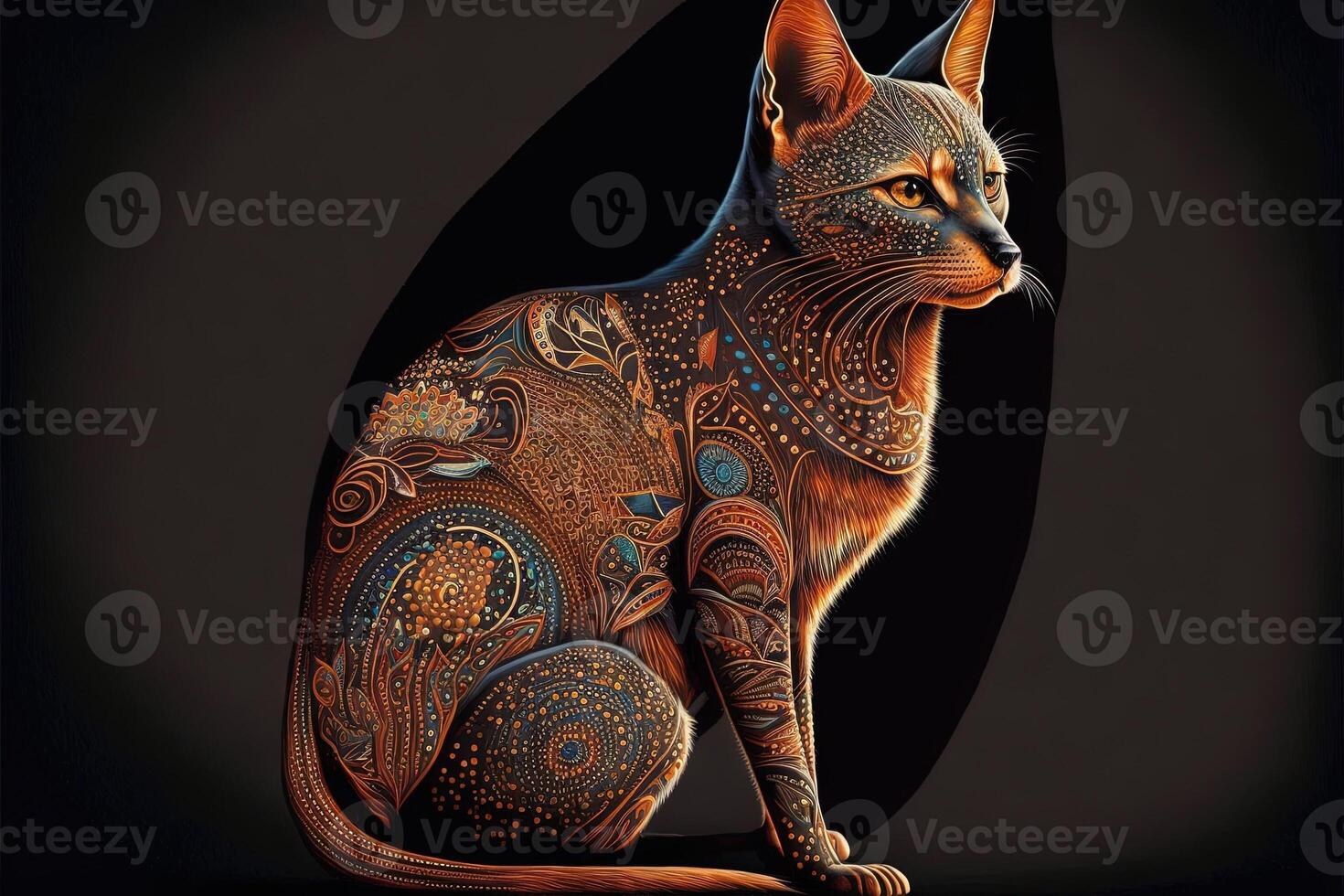 Australia aboriginal cat Portrait illustration photo