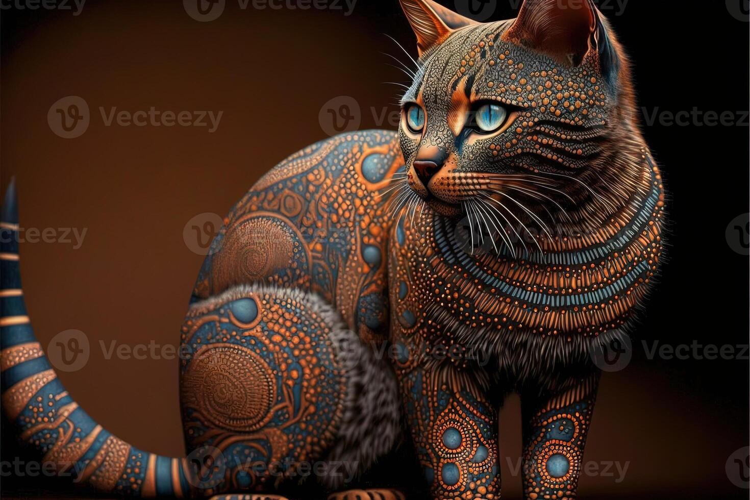 Australia aboriginal cat Portrait illustration photo