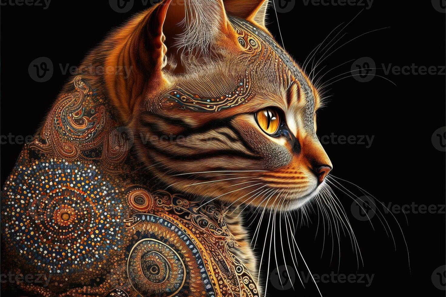 Australia aboriginal cat Portrait illustration photo