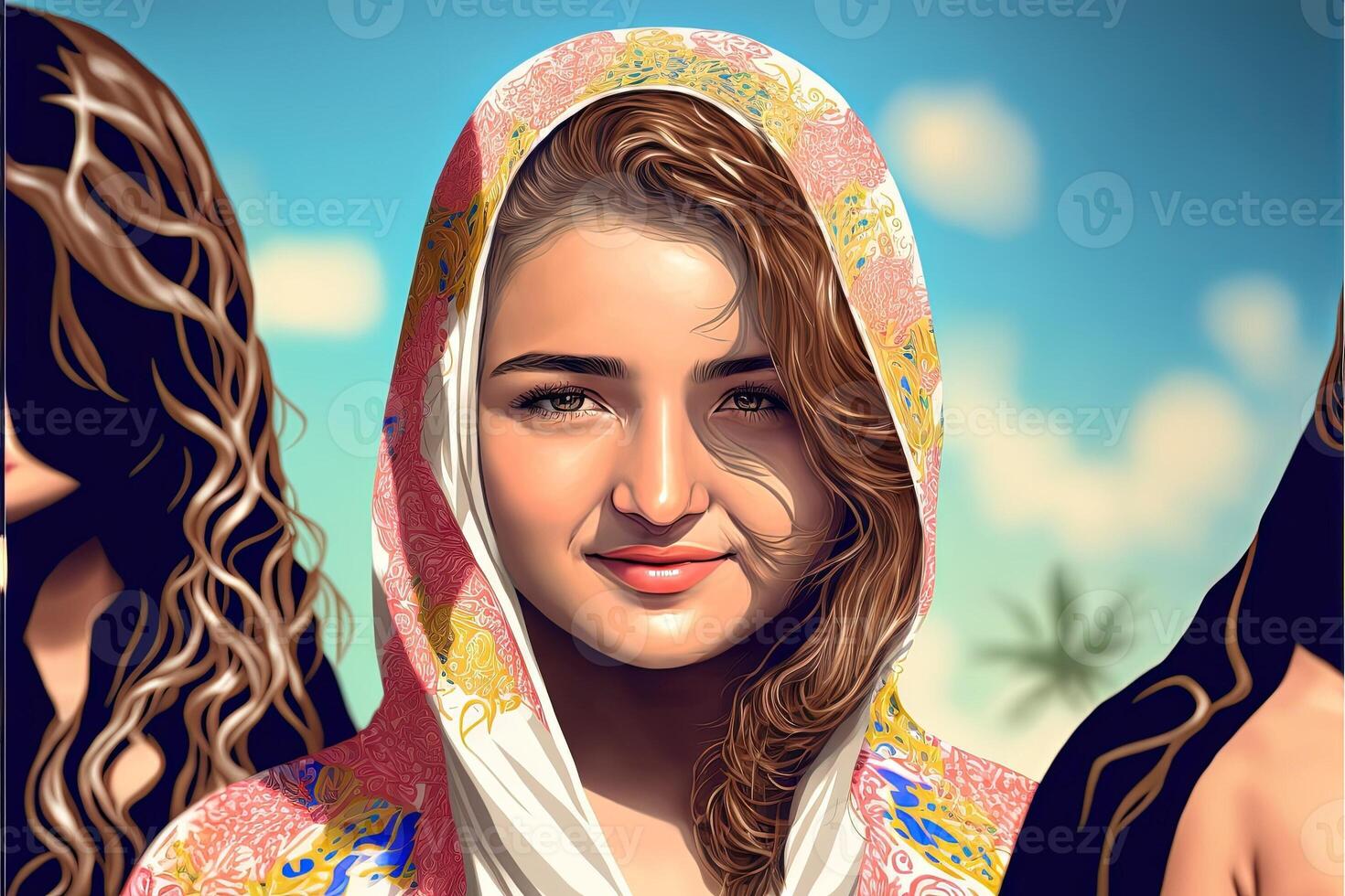 World Hijab day on february 1, hijab girl women head cover abstract representation photo