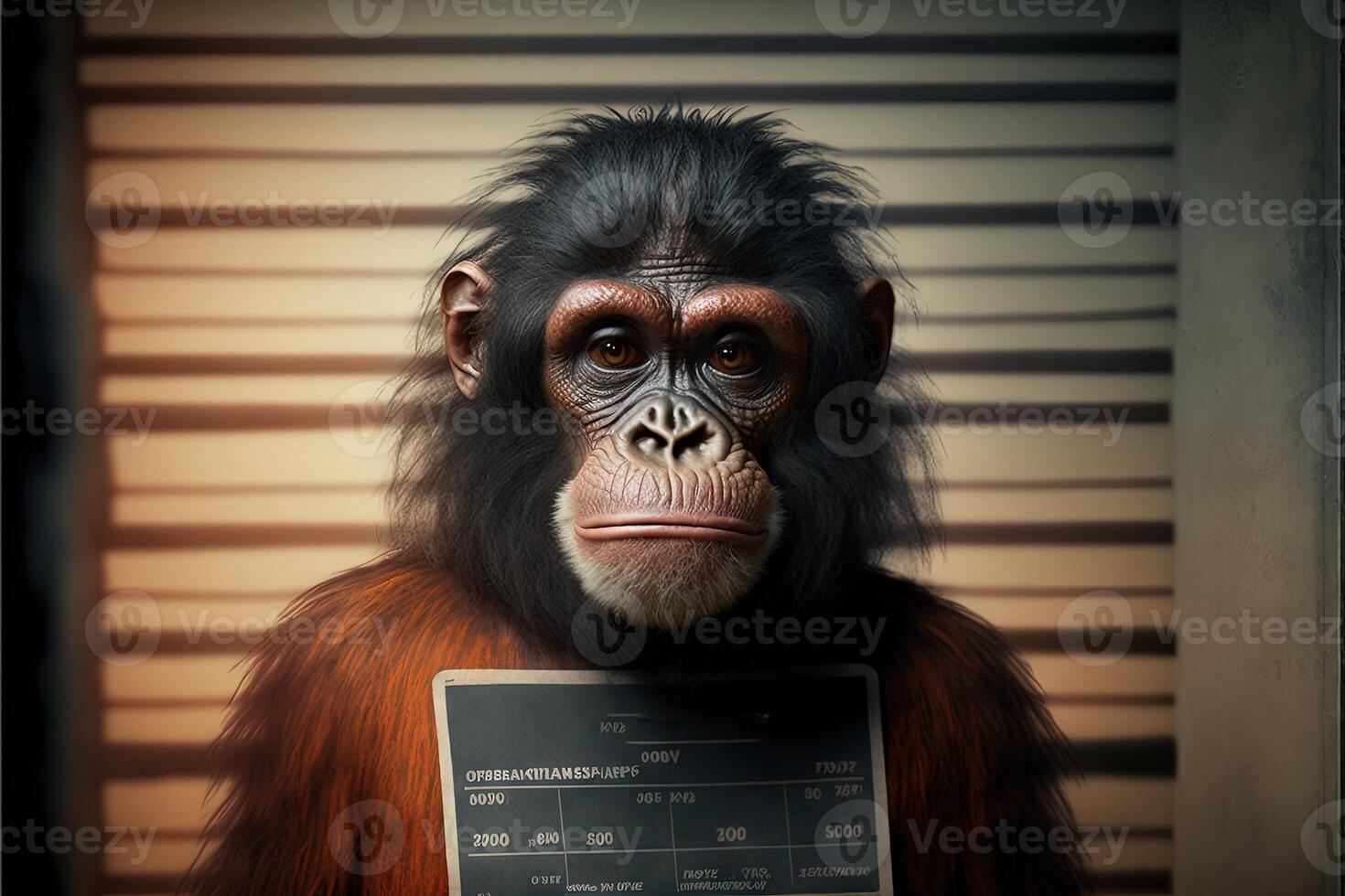 Monkey ape bad Animal police mugshot line up photo