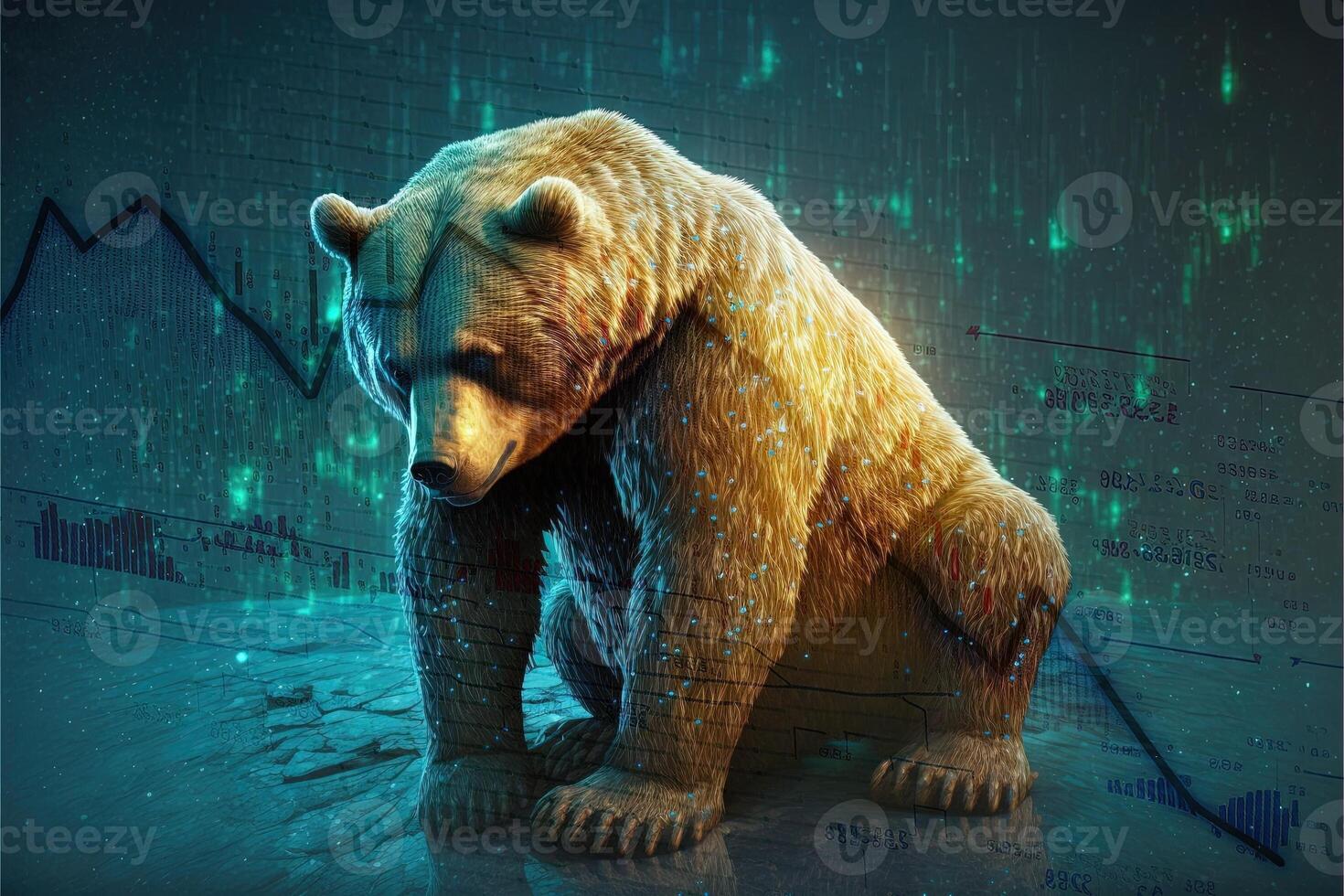 bear as symbol of falling stock market illustration photo