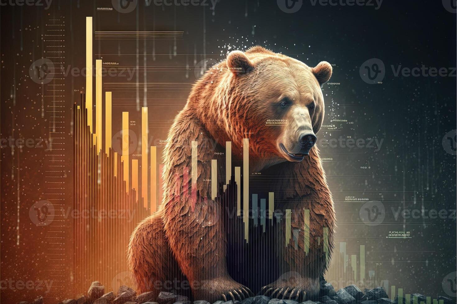 bear as symbol of falling stock market illustration photo