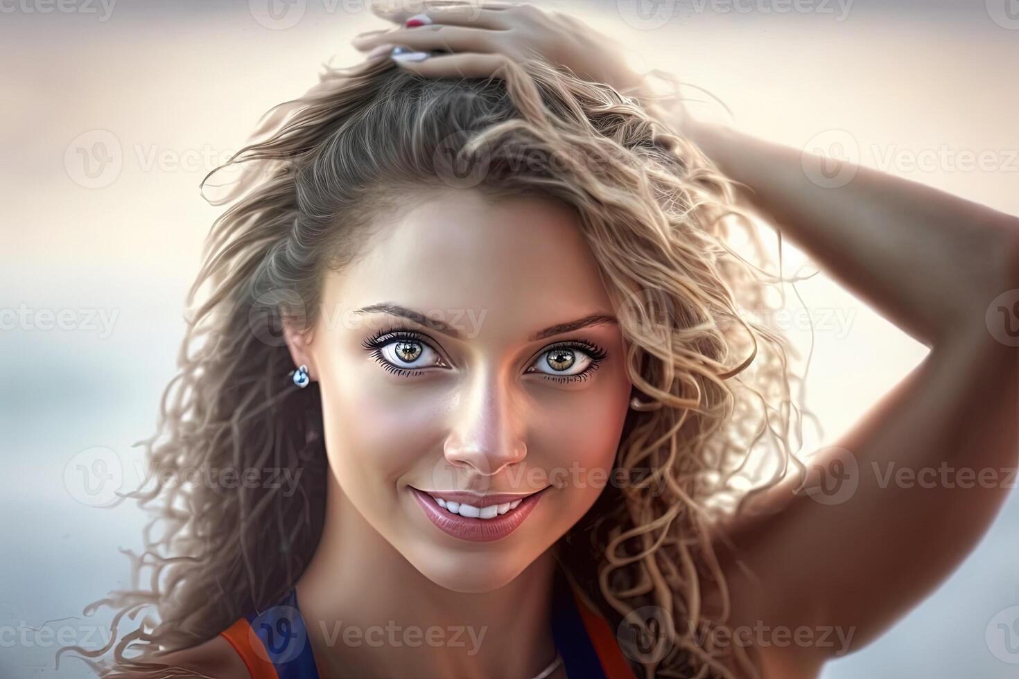 Cheerleader Young beautiful brunette latina woman wearing a football jersey shirt illustration photo