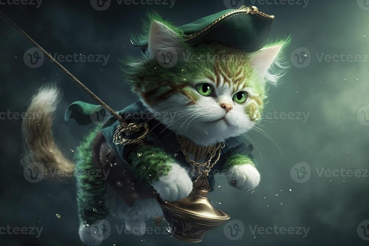 Cat as Peter Pan illustration photo