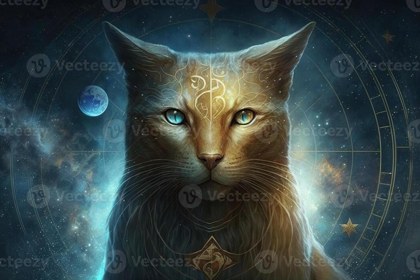 Aquarius cat zodiacal sign illustration photo