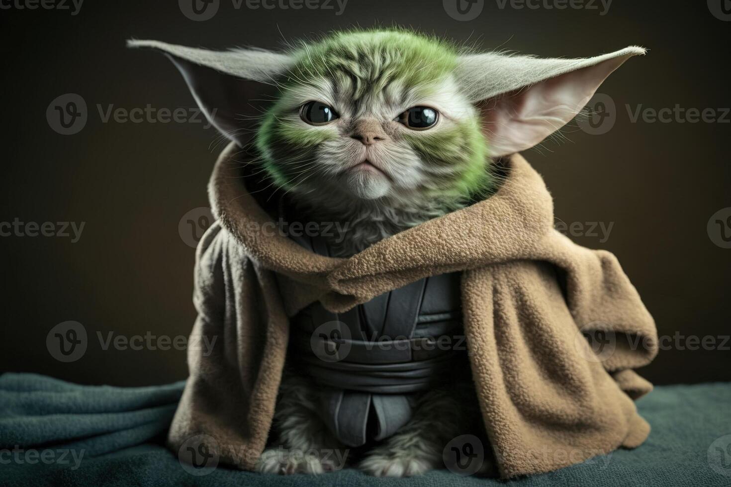 Cat jedi master illustration photo