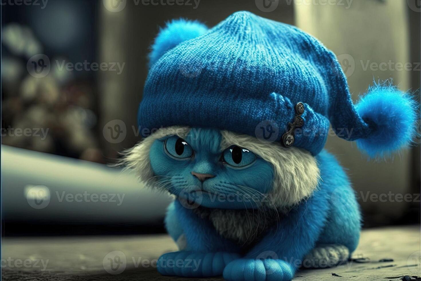 Cat as smurf charachter illustration photo