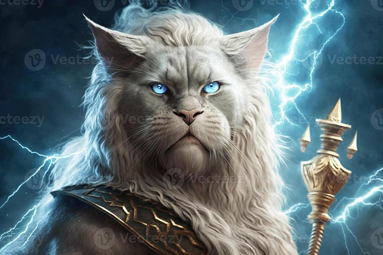 Zeus Jupiter as Cat Greek God illustration photo