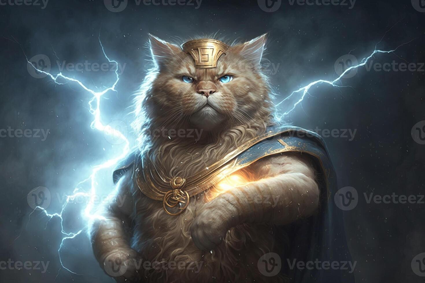 Zeus Jupiter as Cat Greek God illustration photo