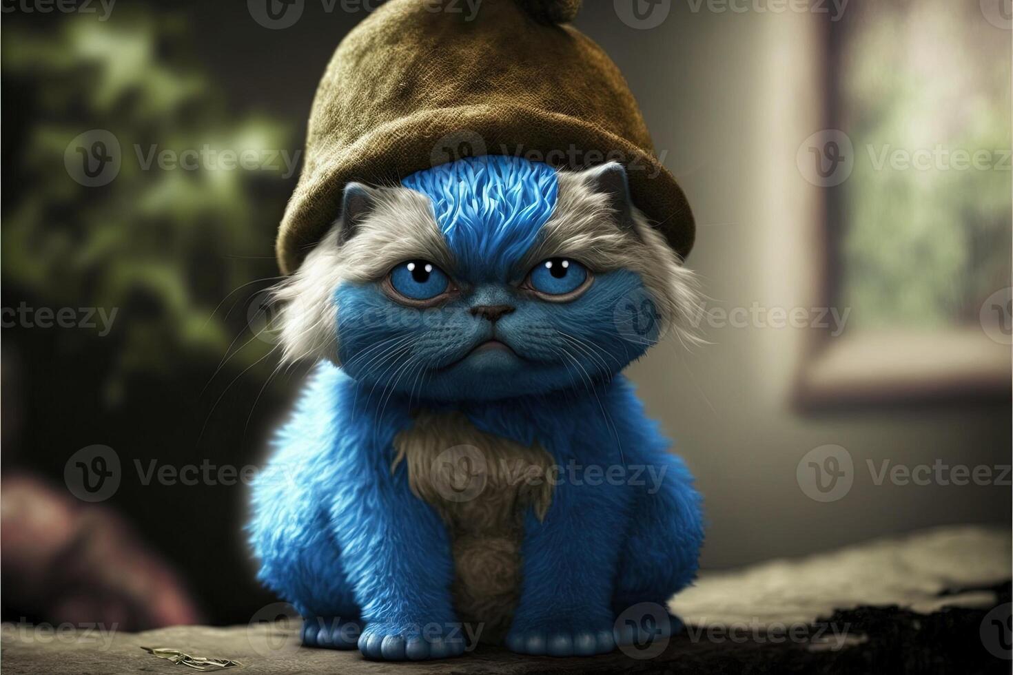 Cat as smurfette charachter illustration photo