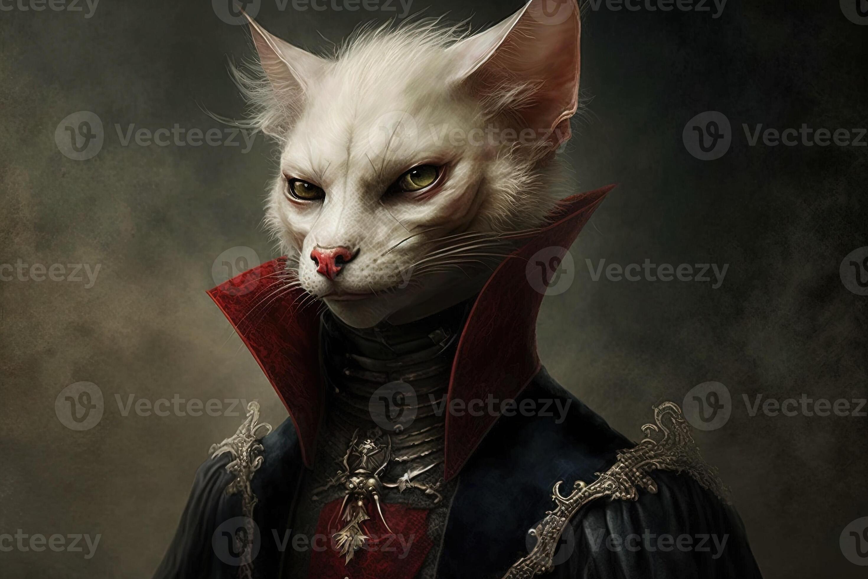 Cat as Dracula vampire bat famous historical character portrait illustration 23968913 Stock