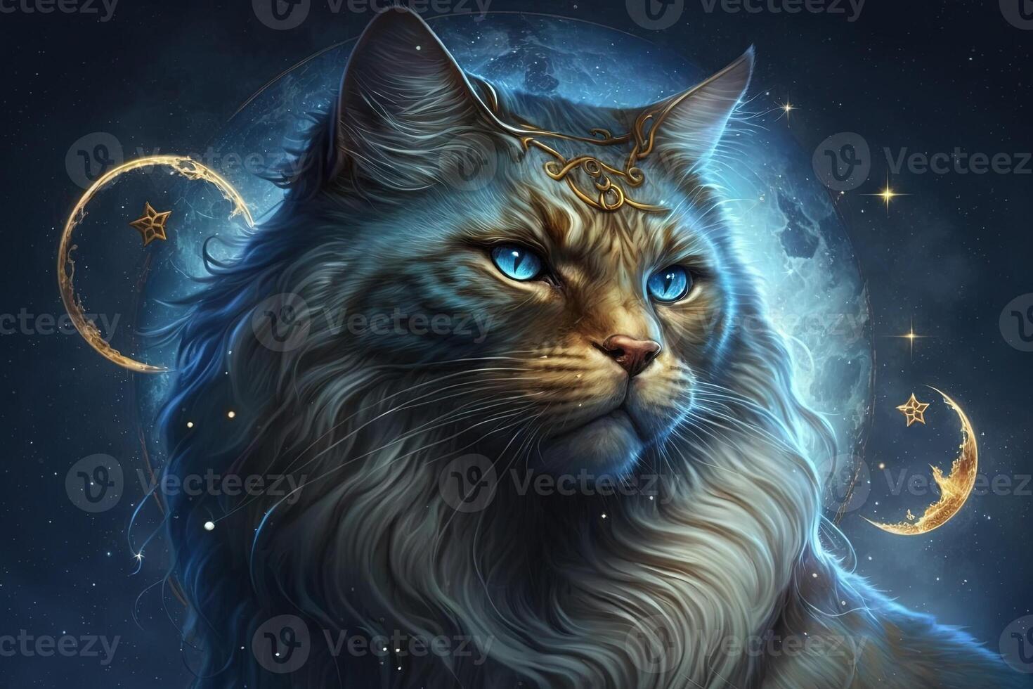 Aquarius cat zodiacal sign illustration photo