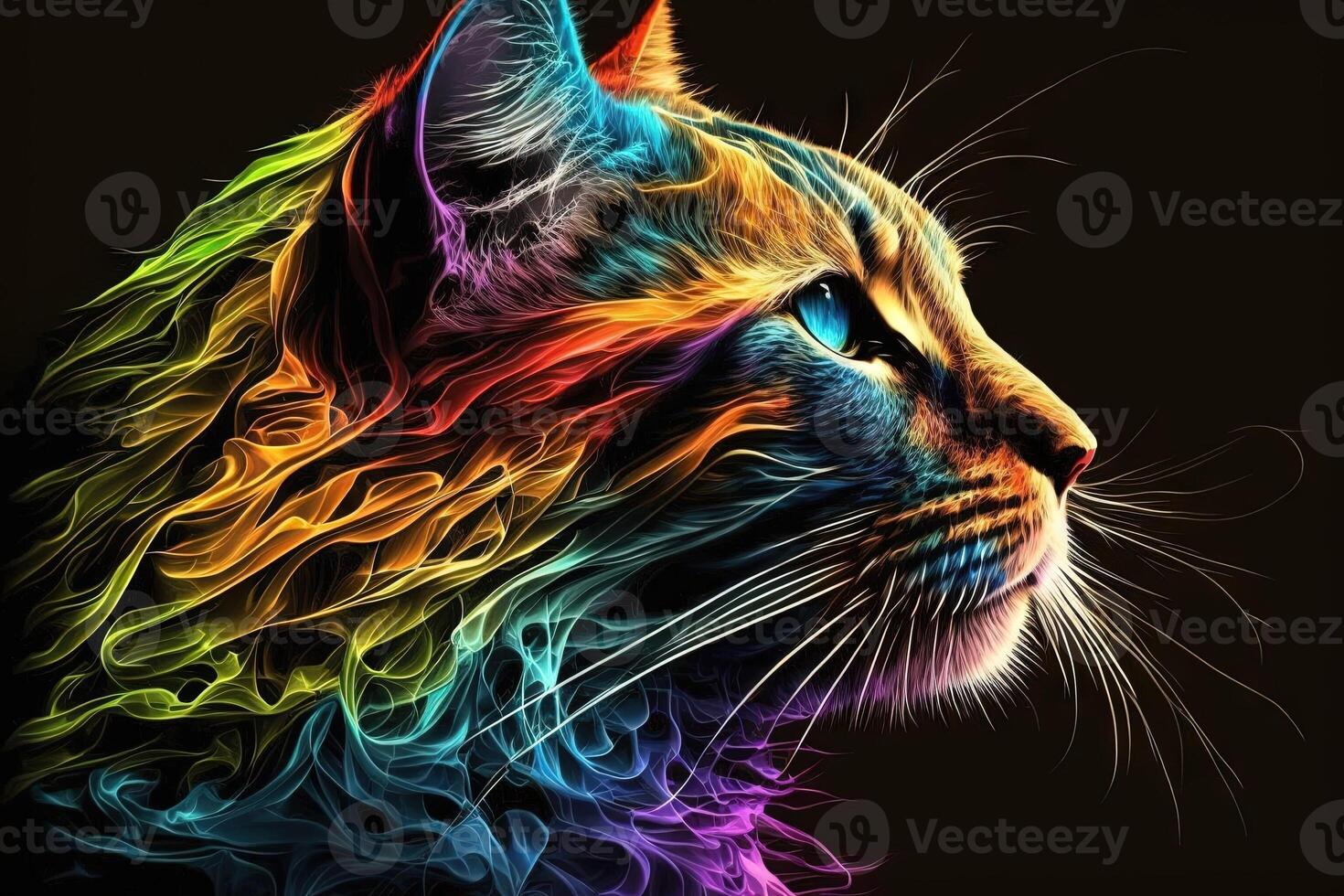 cat rainbow colors illustration photo