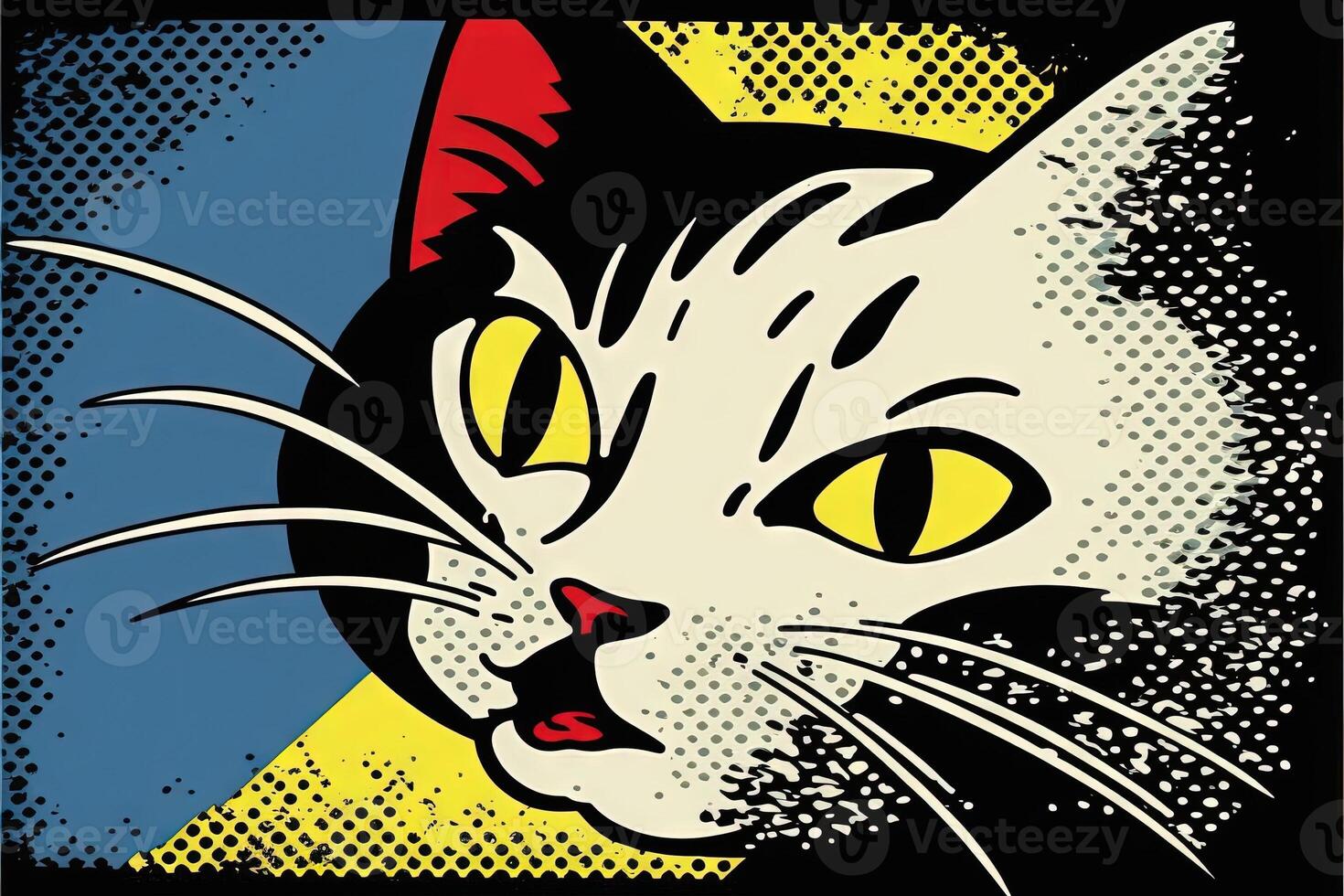 cute cat kitten in colorful pop art illustration photo