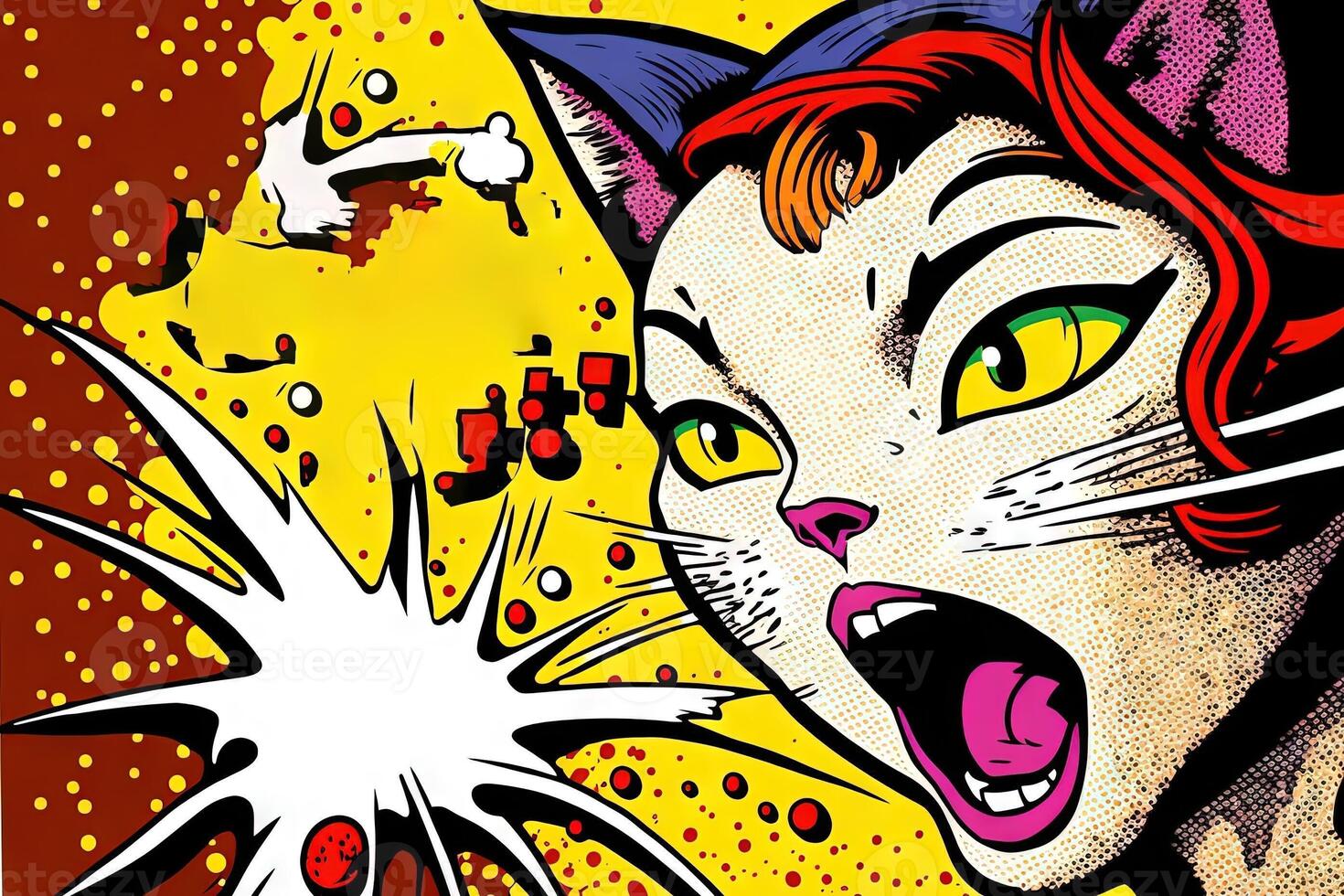 cute cat kitten in colorful pop art illustration photo