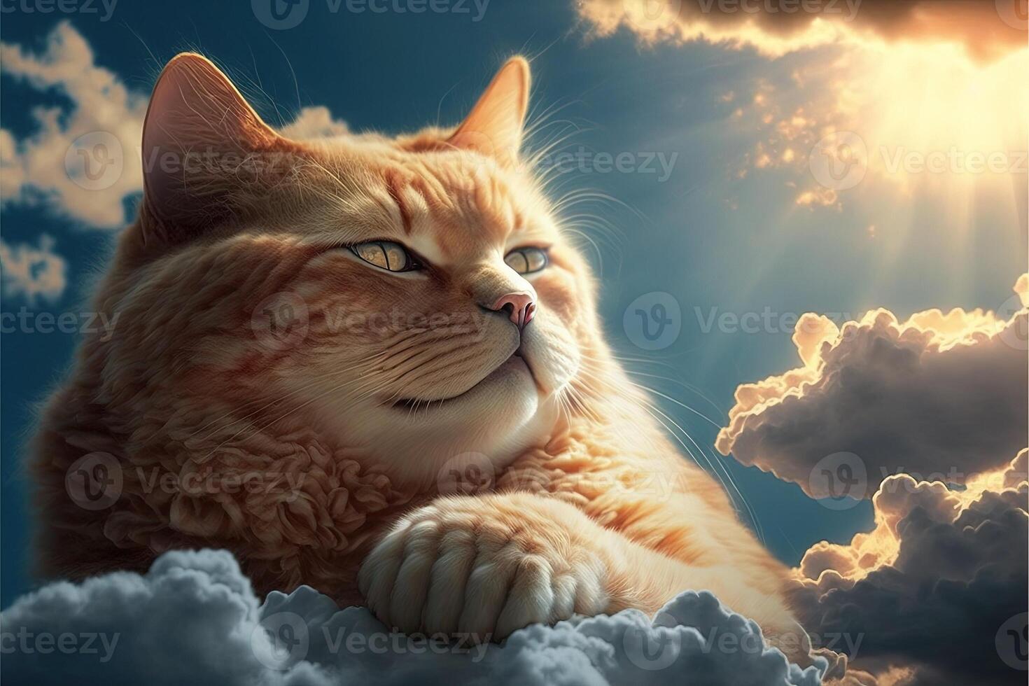 cat in heaven paradise illustration 23968965 Stock Photo at Vecteezy