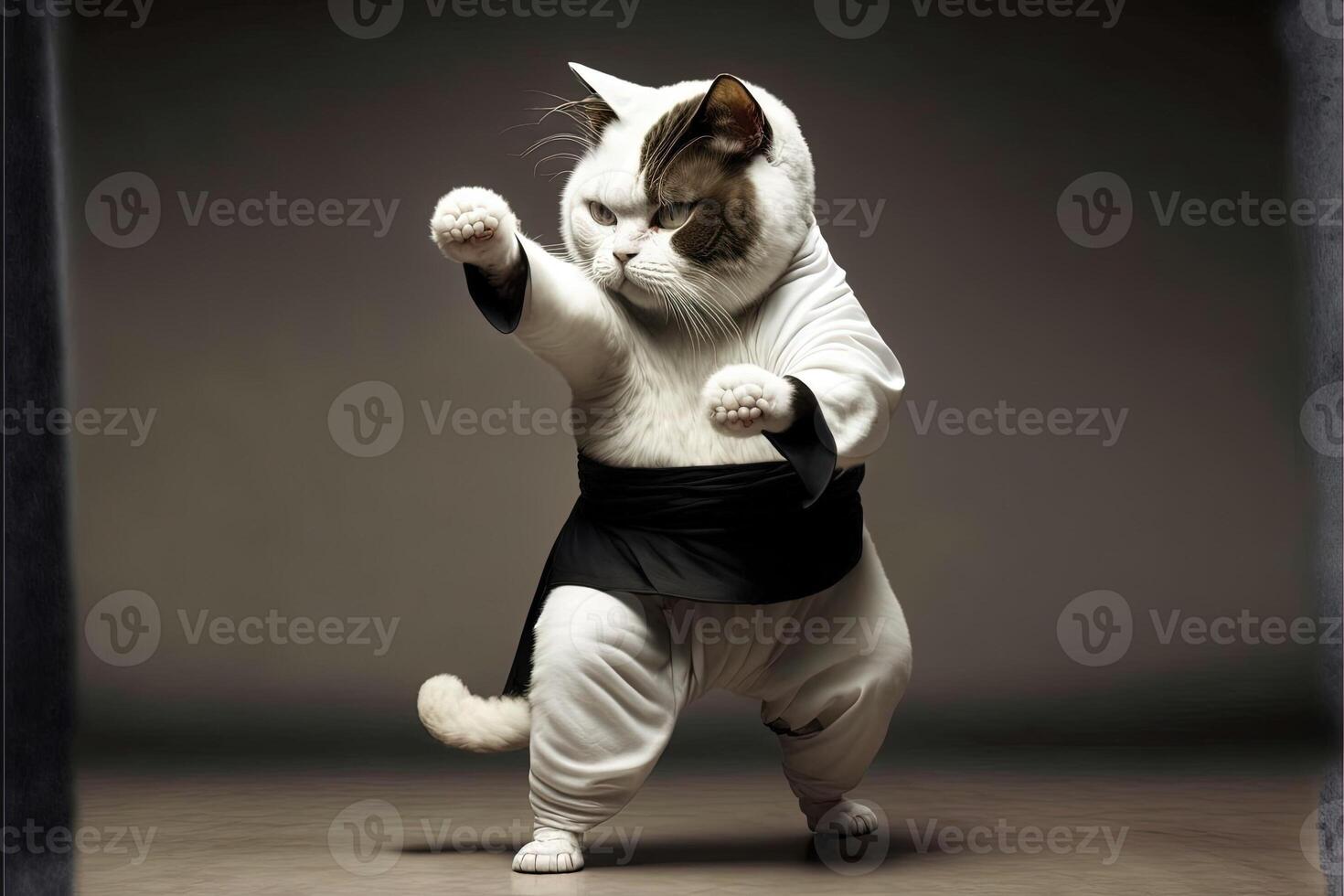 The cat karate fighter in a kimono illustration photo