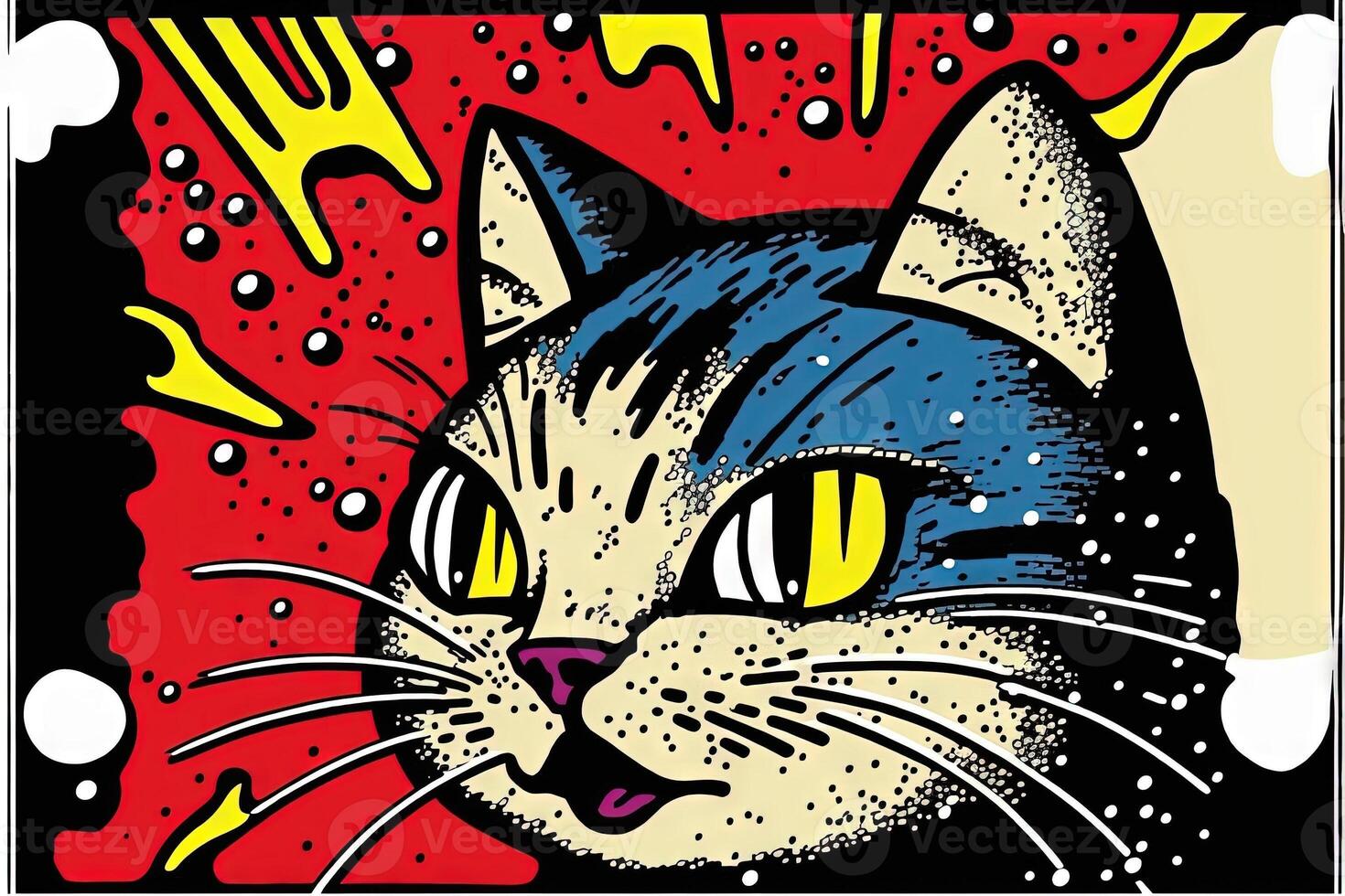 cute cat kitten in colorful pop art illustration photo