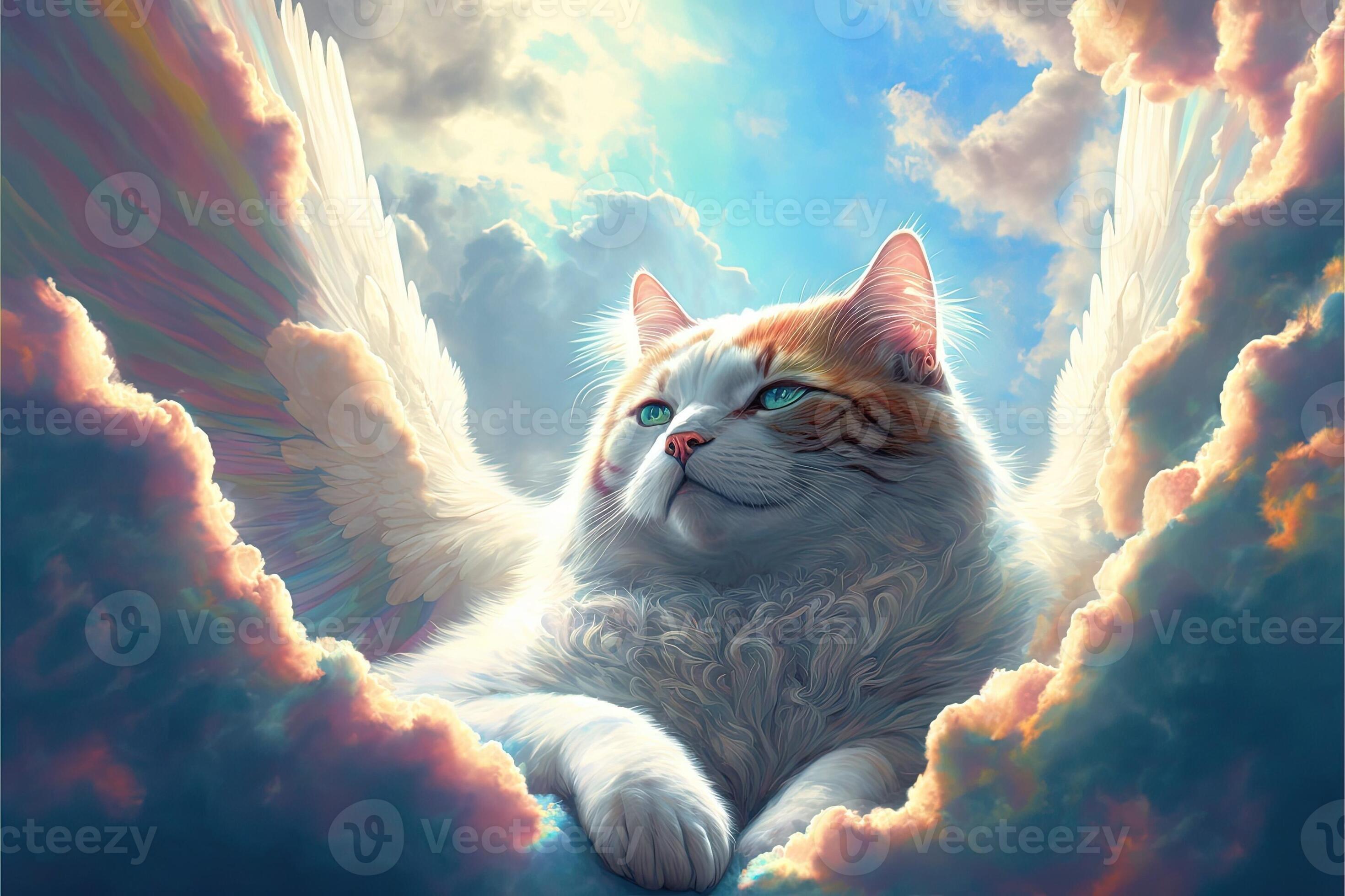 cat in heaven paradise illustration 23968993 Stock Photo at Vecteezy