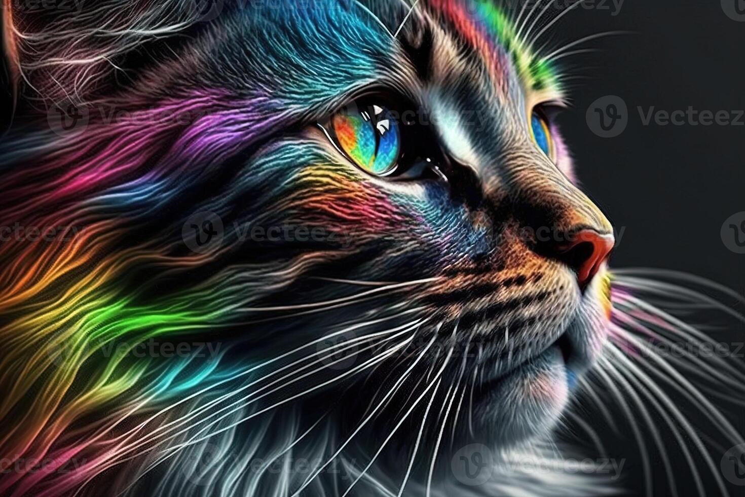 gato arco iris colores ilustración generativo ai foto