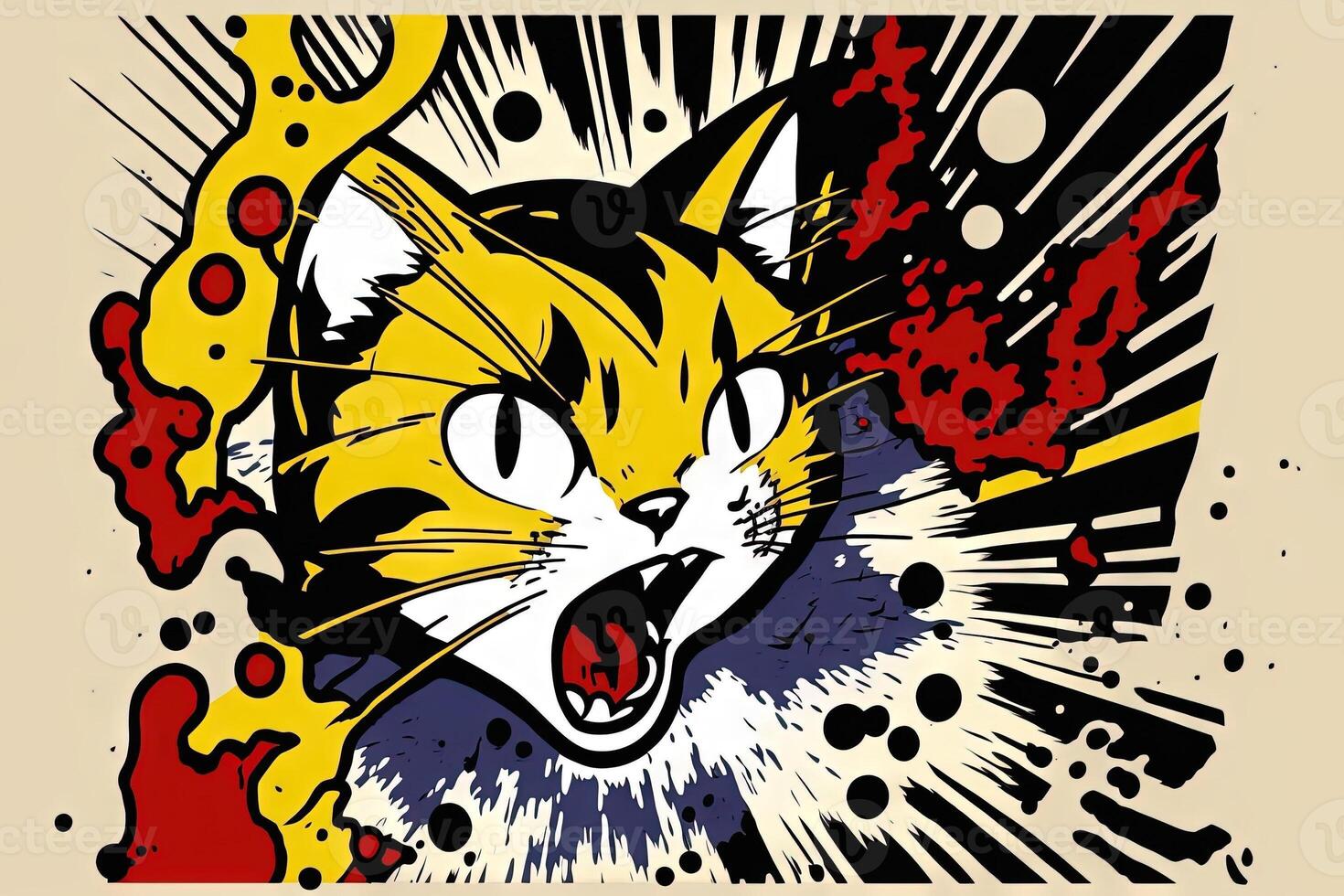 linda gato gatito en vistoso popular Arte ilustración generativo ai foto