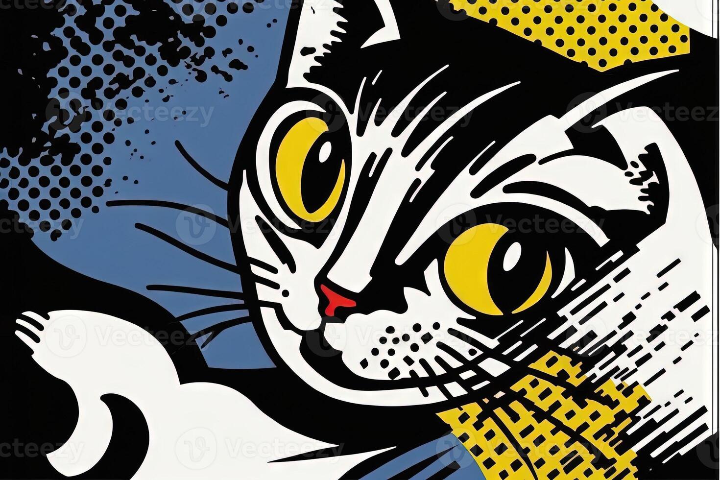 cute cat kitten in colorful pop art illustration photo