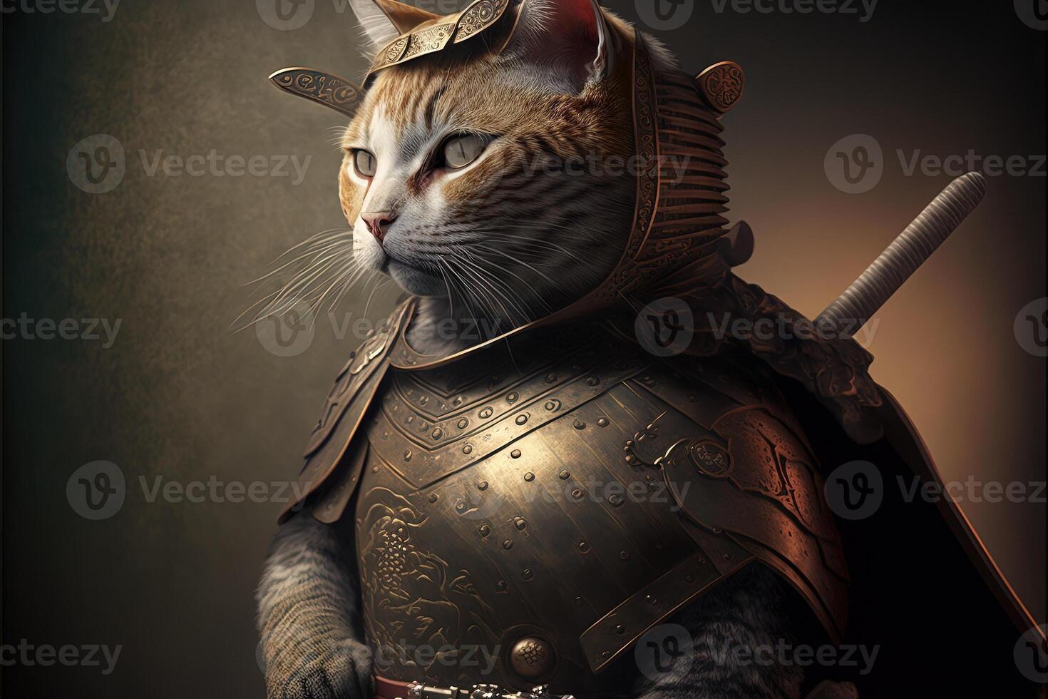 cat samurai illustration photo