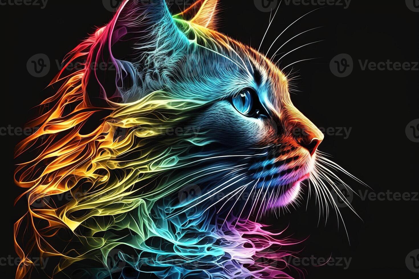 cat rainbow colors illustration photo