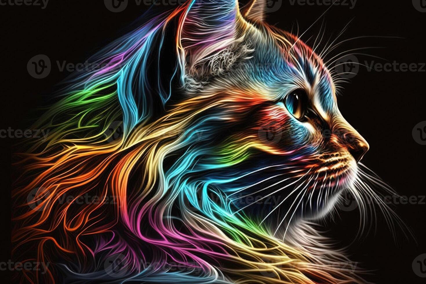cat rainbow colors illustration photo