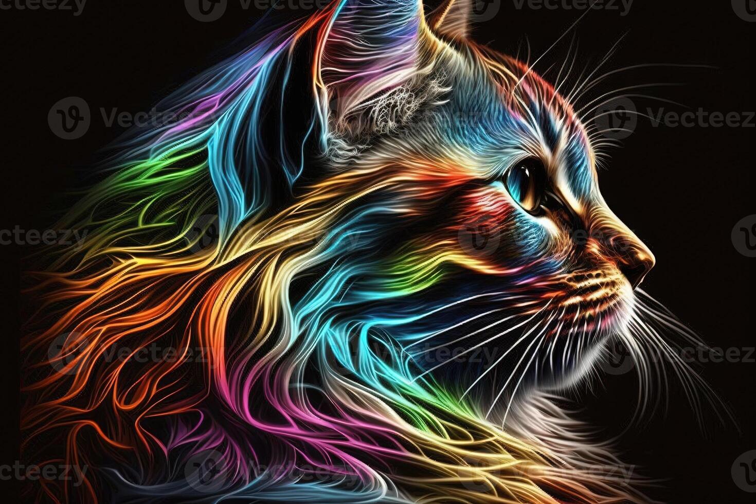 gato arco iris colores ilustración generativo ai foto