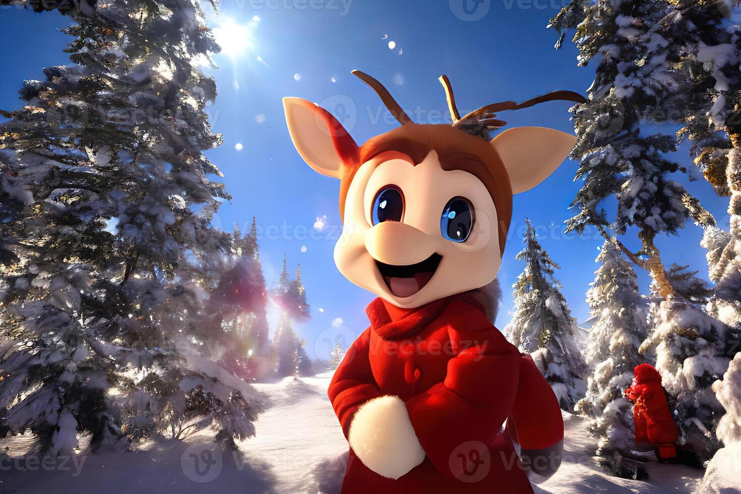 Rudolph the Red-nosed Reindeer illustration, Christmas concept photo