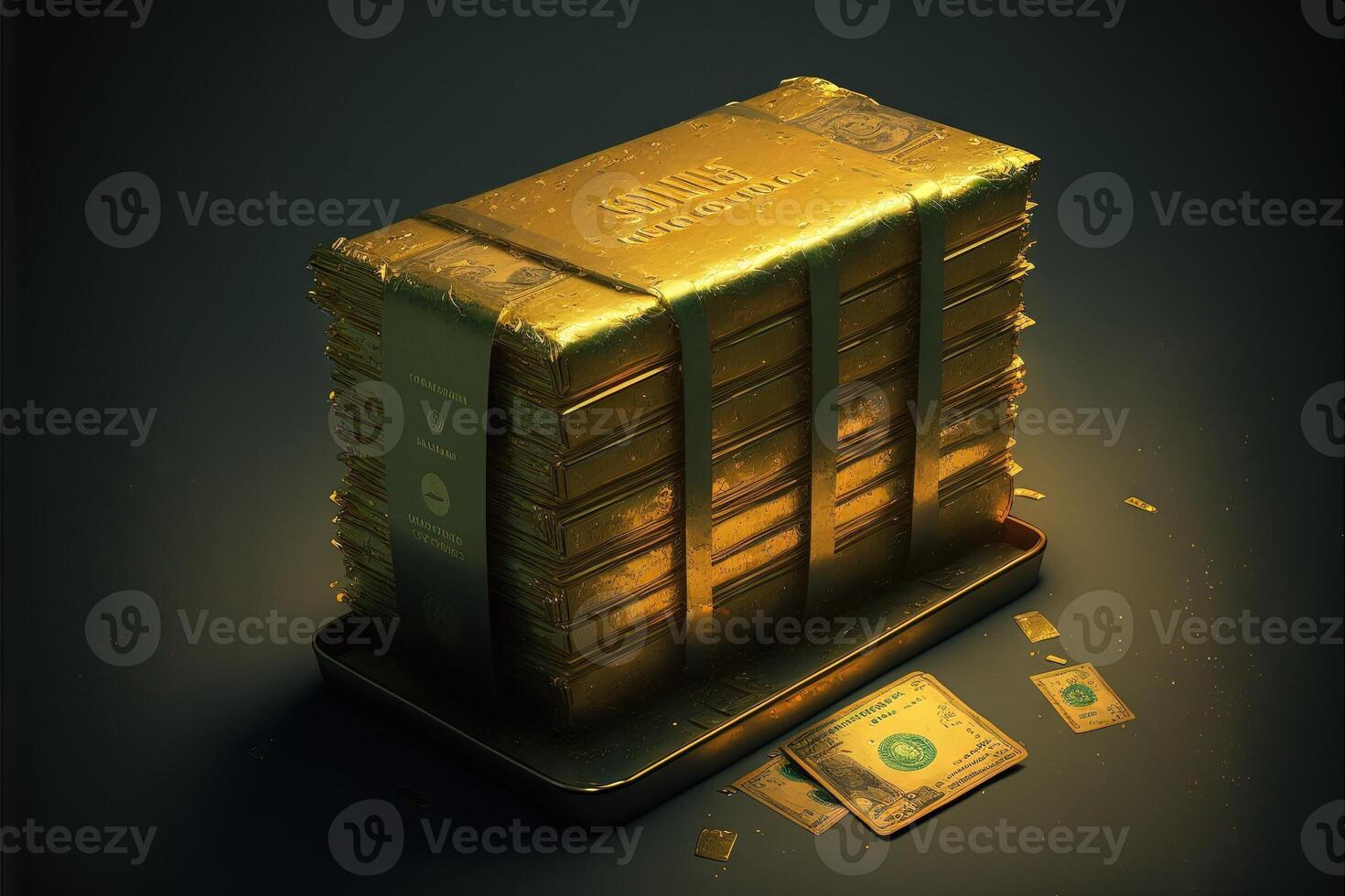 gold ignots inside vault safe golden bars illustration photo