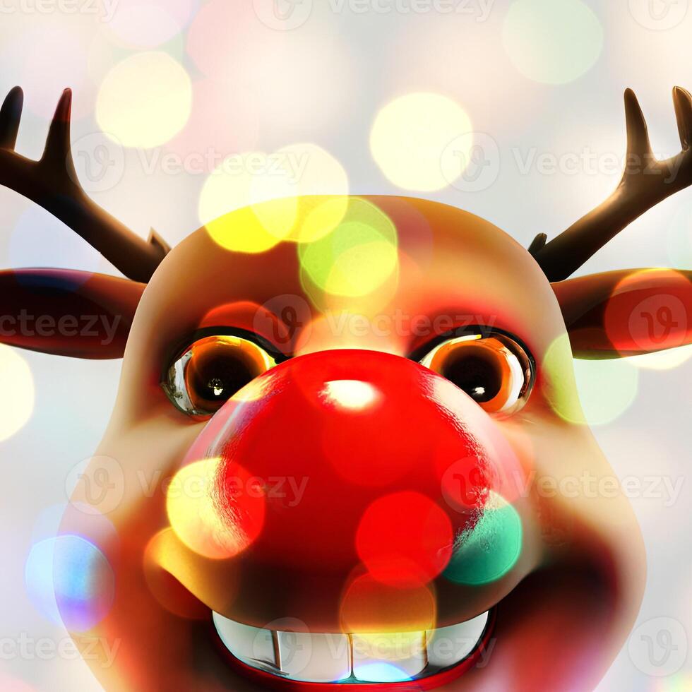 Rudolph the Red-nosed Reindeer illustration, Christmas concept photo