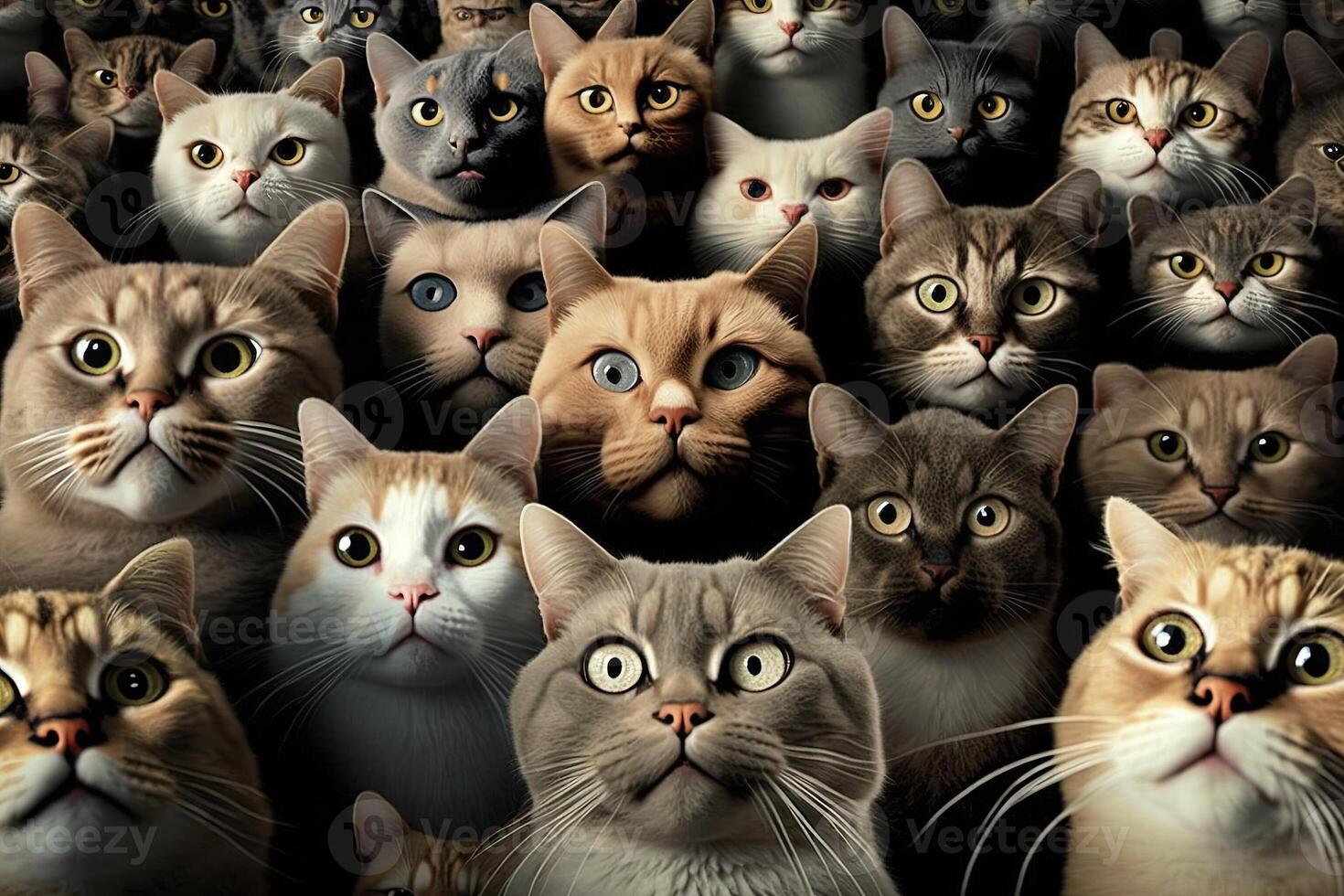 many cats looking at you illustration photo
