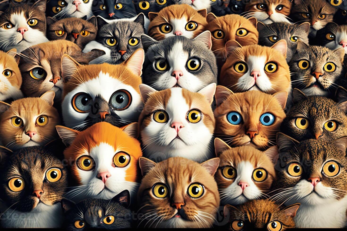 many cats looking at you illustration photo