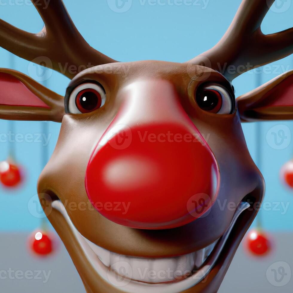 Rudolph the Red-nosed Reindeer illustration, Christmas concept photo