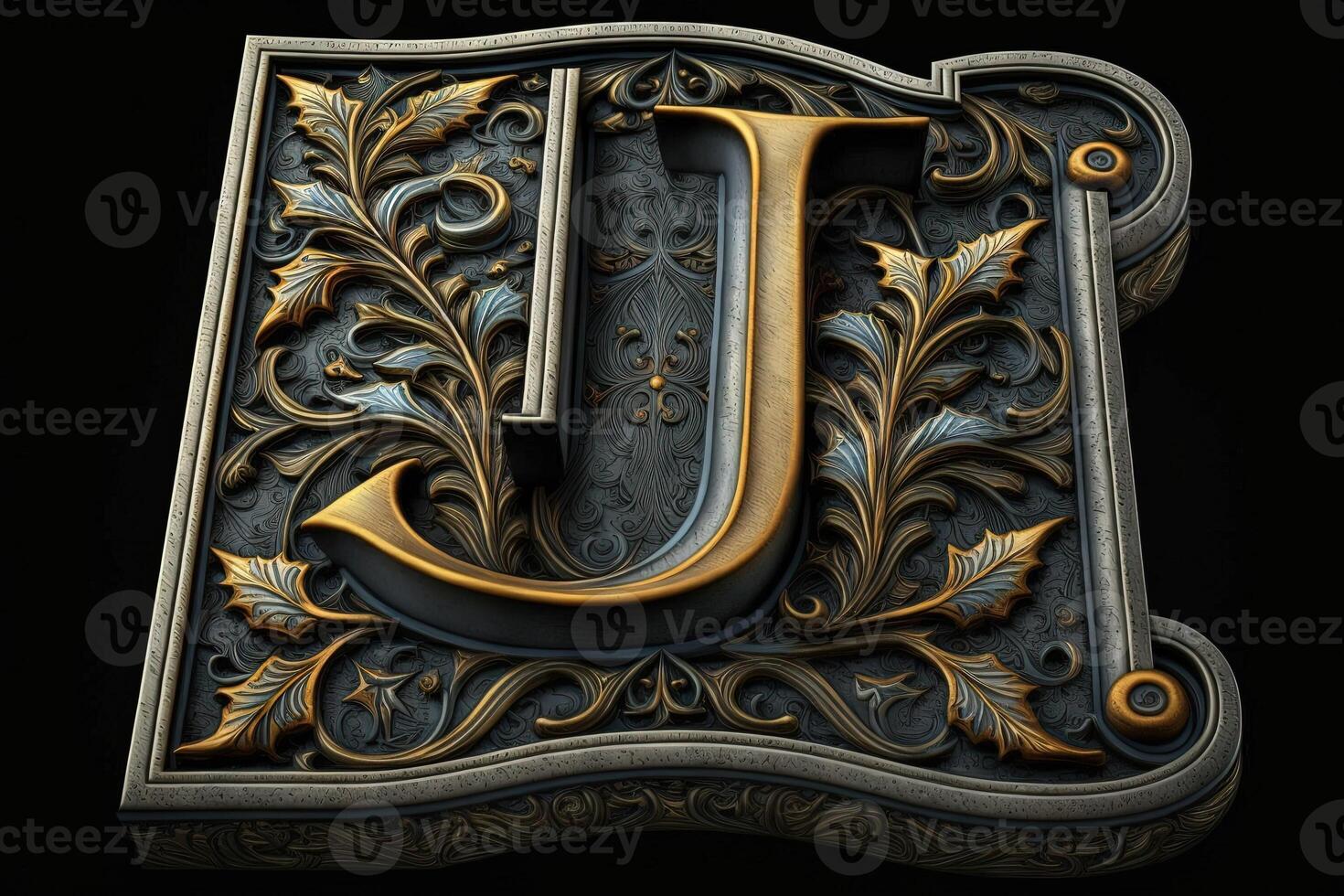 J 3d medieval letter Medieval style alphabet collection letter illustration photo