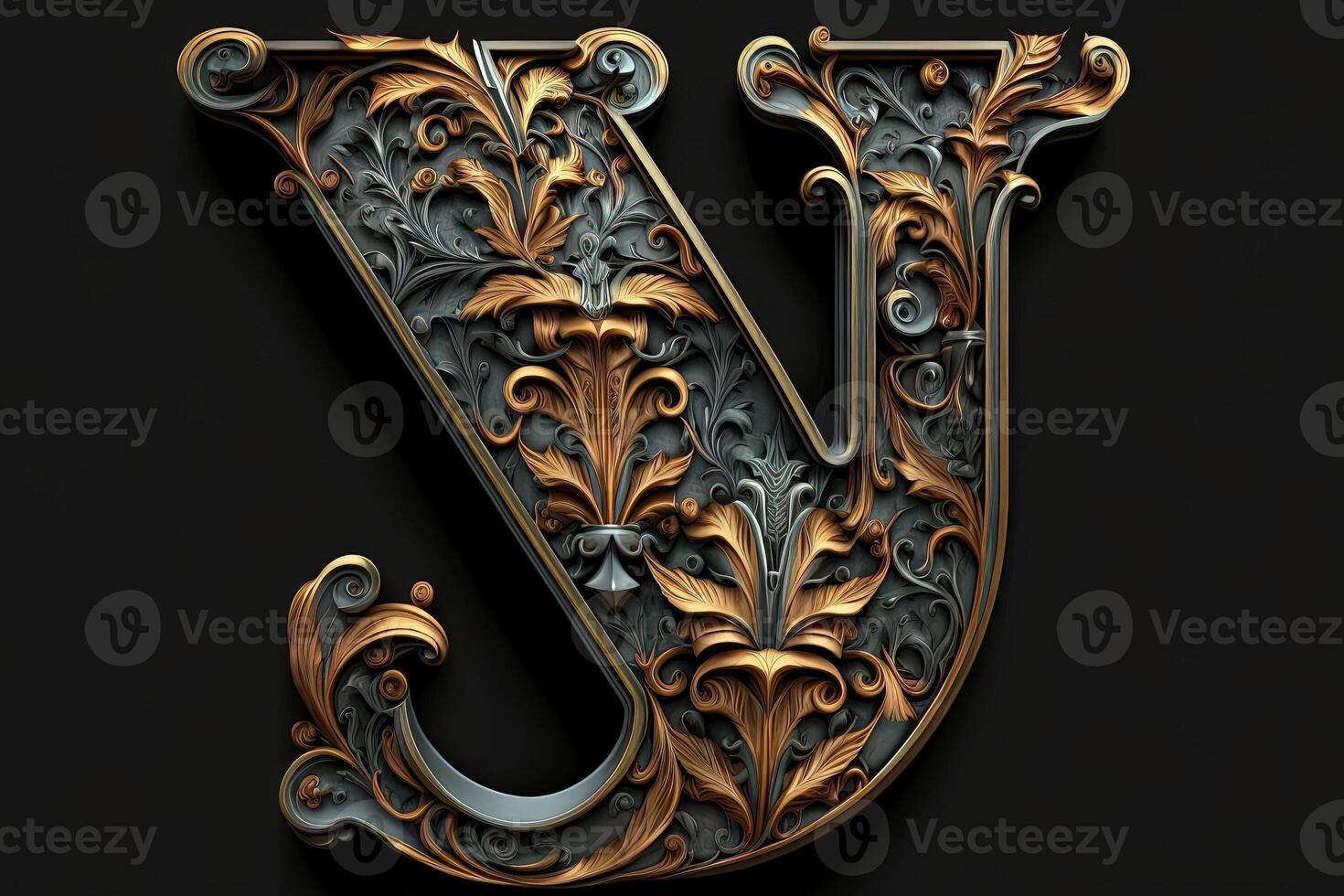 Y 3d medieval letter Medieval style alphabet collection letter illustration photo