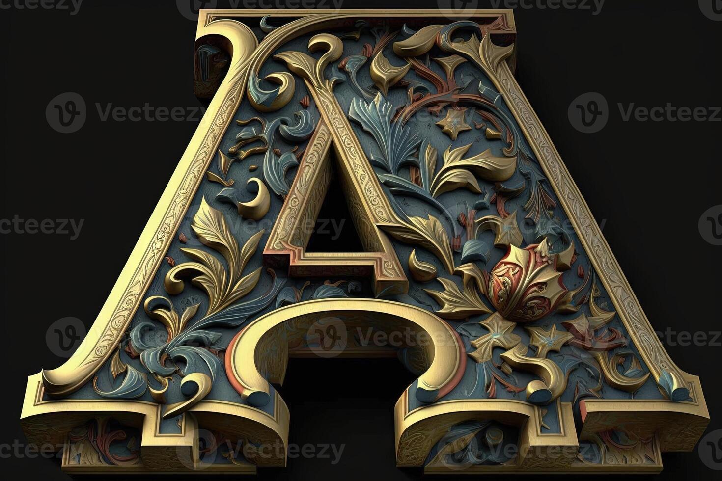 A 3d medieval letter Medieval style alphabet collection letter illustration photo