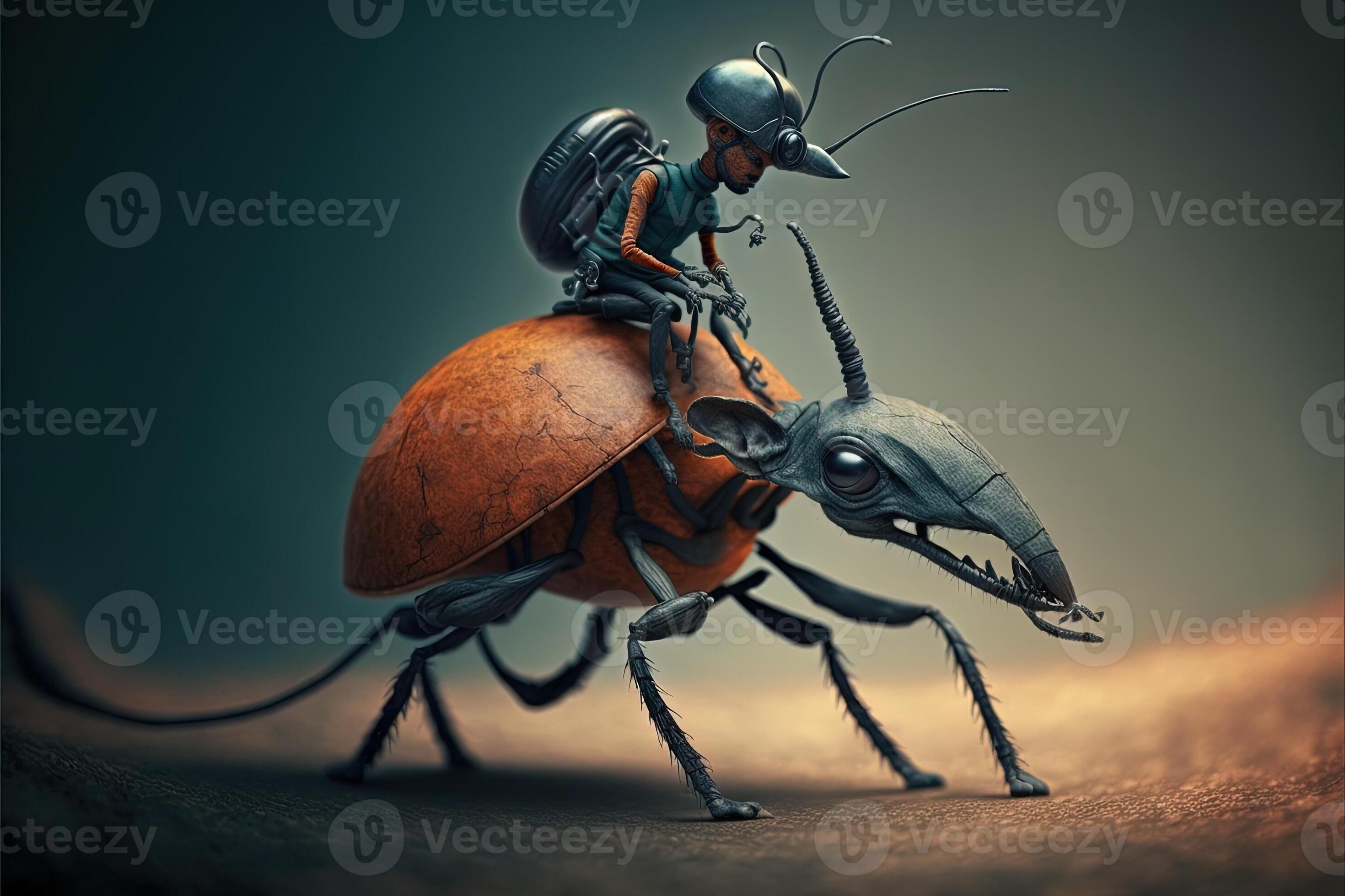 hombre montando hormiga ilustración generativo ai 23969256 Foto de