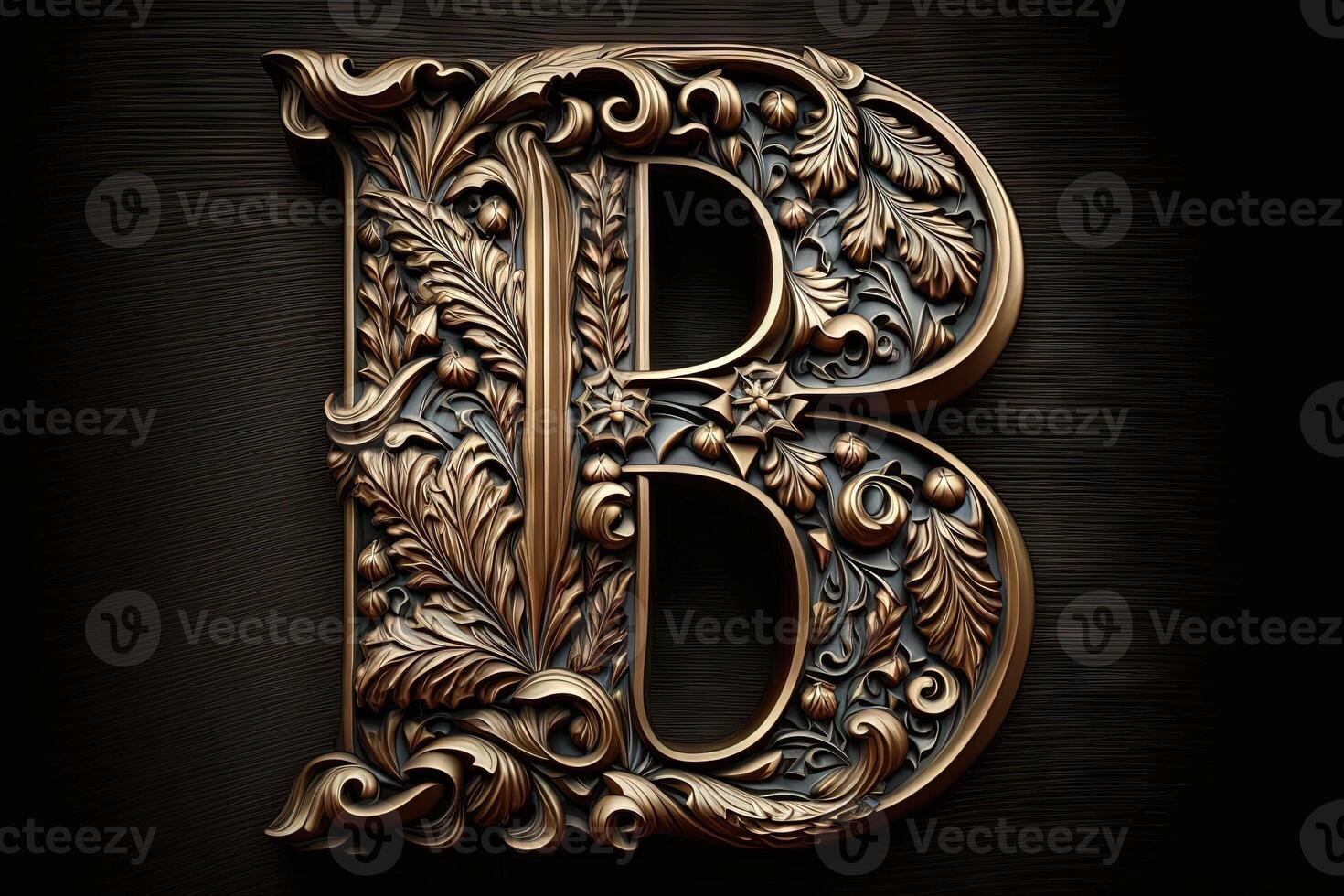 B 3d medieval letter Medieval style alphabet collection letter illustration photo