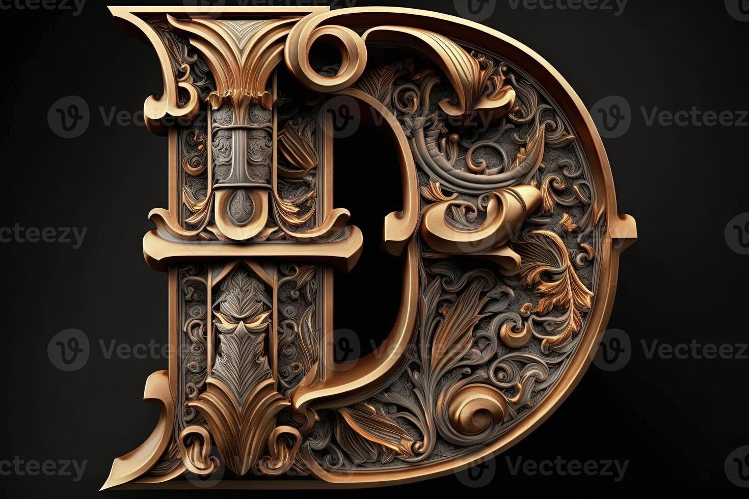 D 3d medieval letter Medieval style alphabet collection letter illustration photo