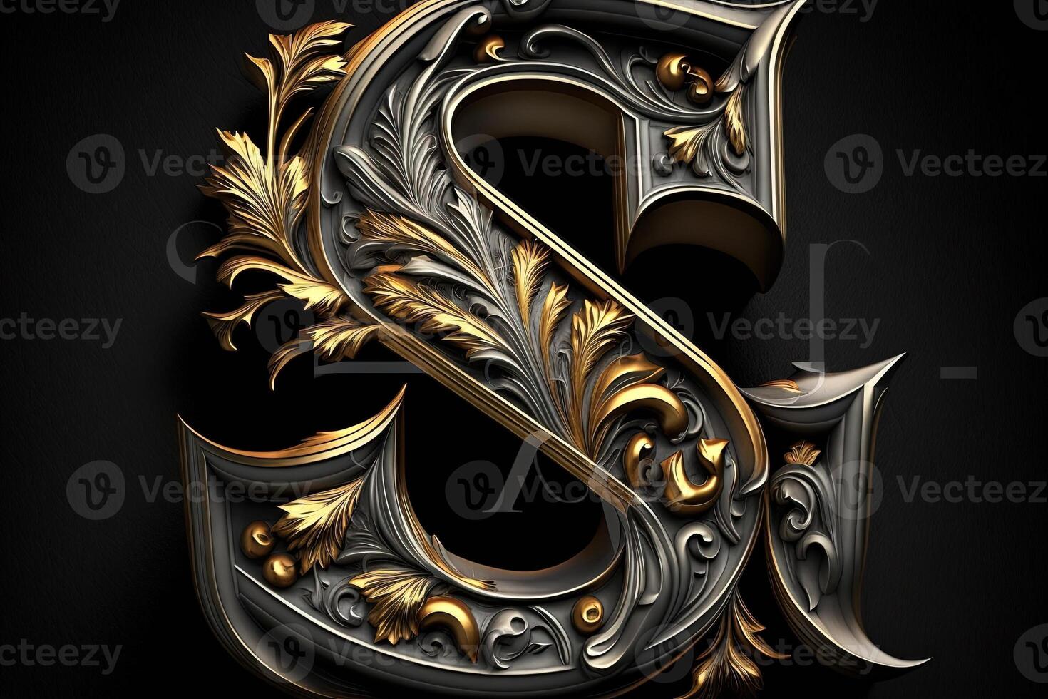 S 3d medieval letter Medieval style alphabet collection letter illustration photo
