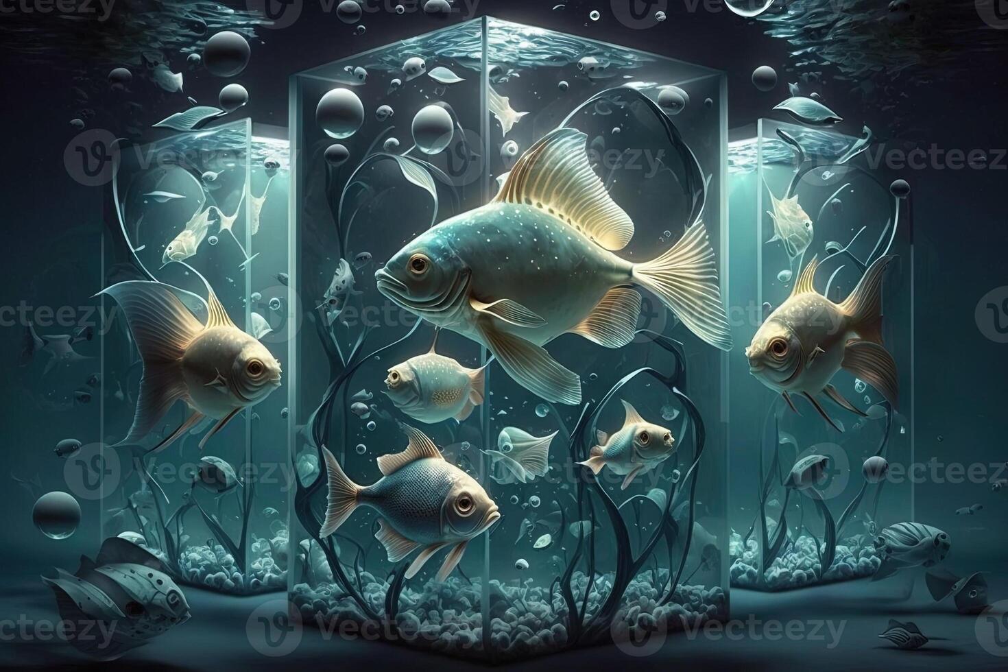 parallel dimension, populated by creatures that exist in a state of quantum superposition simultaneously possible and impossible illustration photo