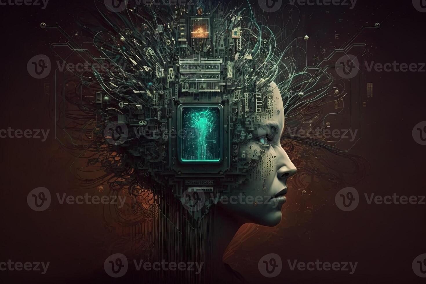 Mind Machine Interface allows you to connect your mind directly to machines and technology, enabling you to control and manipulate digital devices and environments illustration photo